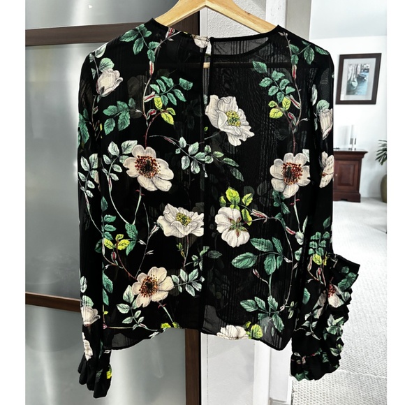 H&M Black Floral Blouse - Size 6 - Picture 2 of 8